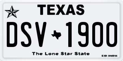 TX license plate DSV1900