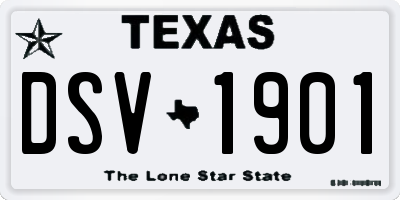 TX license plate DSV1901