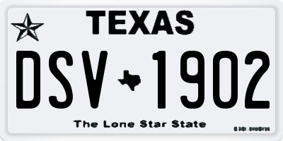 TX license plate DSV1902