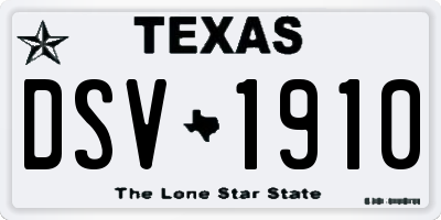 TX license plate DSV1910