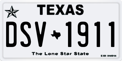 TX license plate DSV1911