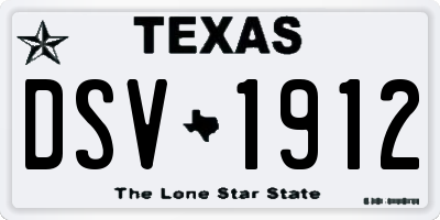 TX license plate DSV1912