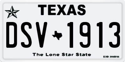 TX license plate DSV1913