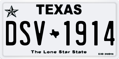 TX license plate DSV1914