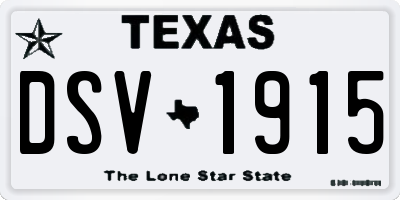TX license plate DSV1915