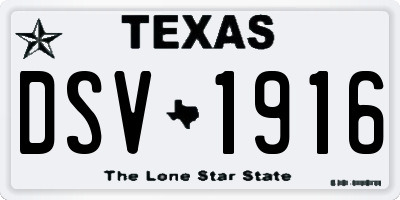 TX license plate DSV1916