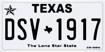 TX license plate DSV1917