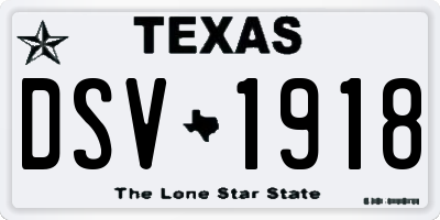 TX license plate DSV1918