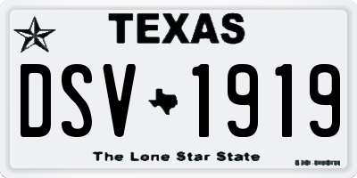 TX license plate DSV1919