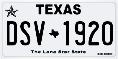 TX license plate DSV1920