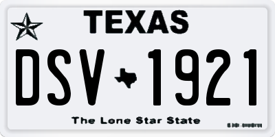 TX license plate DSV1921