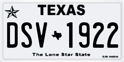 TX license plate DSV1922