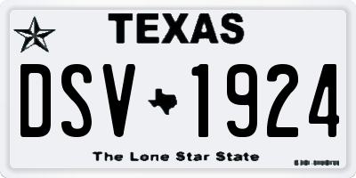 TX license plate DSV1924