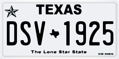 TX license plate DSV1925