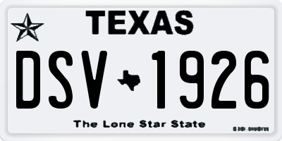 TX license plate DSV1926