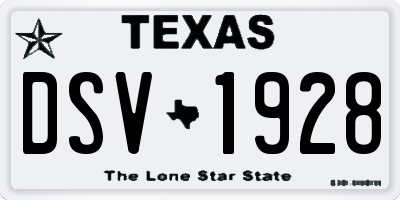 TX license plate DSV1928