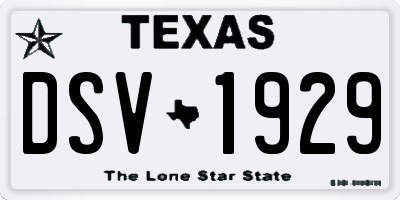 TX license plate DSV1929