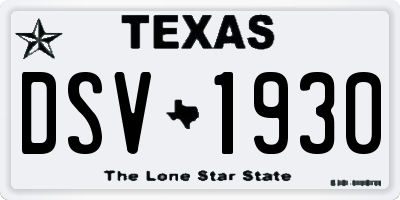 TX license plate DSV1930
