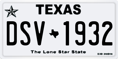 TX license plate DSV1932