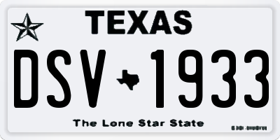 TX license plate DSV1933