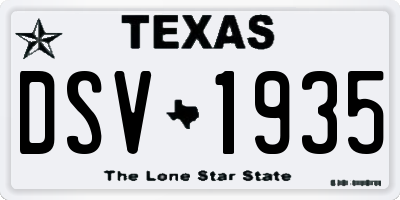 TX license plate DSV1935