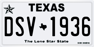 TX license plate DSV1936