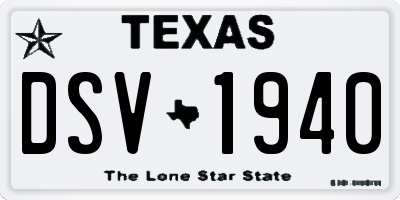 TX license plate DSV1940