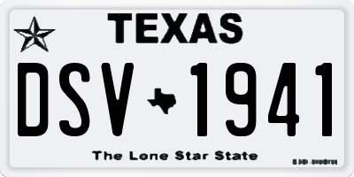 TX license plate DSV1941