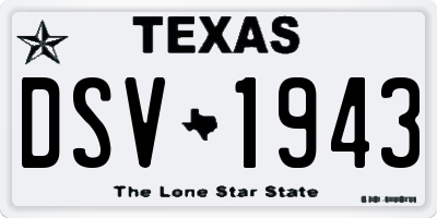 TX license plate DSV1943