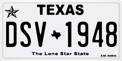 TX license plate DSV1948