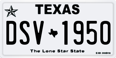 TX license plate DSV1950