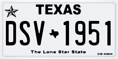 TX license plate DSV1951