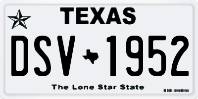 TX license plate DSV1952