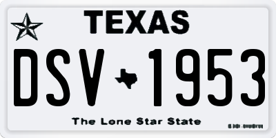 TX license plate DSV1953