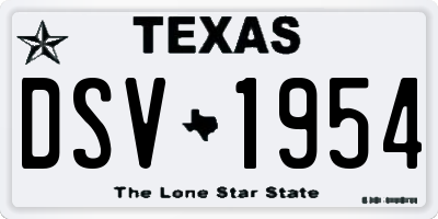 TX license plate DSV1954
