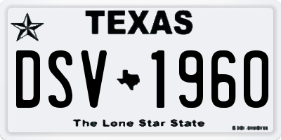 TX license plate DSV1960