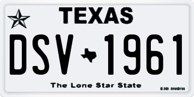 TX license plate DSV1961