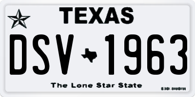 TX license plate DSV1963
