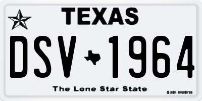 TX license plate DSV1964