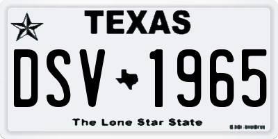 TX license plate DSV1965