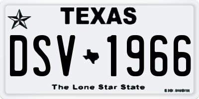 TX license plate DSV1966