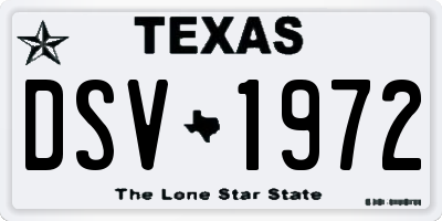 TX license plate DSV1972