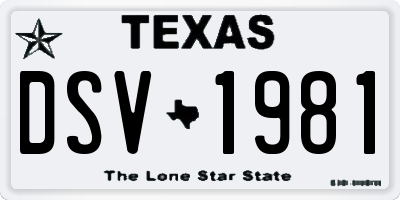 TX license plate DSV1981