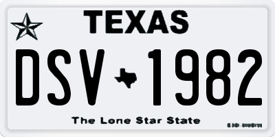 TX license plate DSV1982