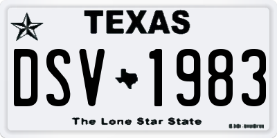 TX license plate DSV1983