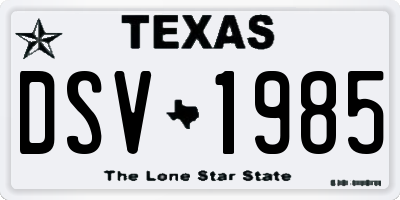 TX license plate DSV1985