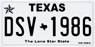 TX license plate DSV1986
