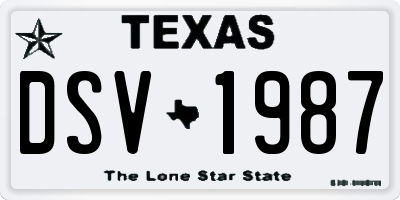 TX license plate DSV1987