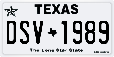 TX license plate DSV1989