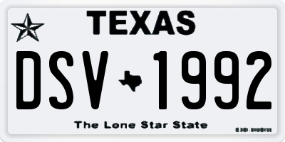 TX license plate DSV1992